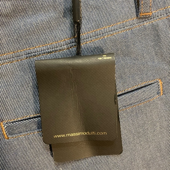 Massimo Dutti Blue Cotton Straight Leg Chino Trousers - Picture 6 of 7